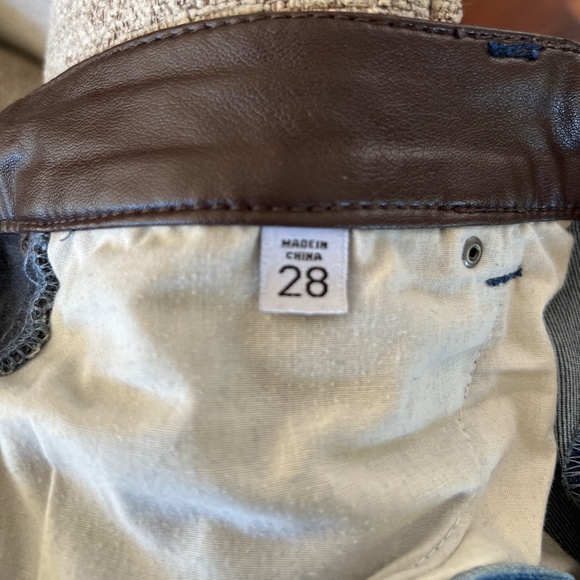 ECRU Los Feliz Leather Inset Jean. Vintage denim/chocolate brown. - Picture 6 of 6